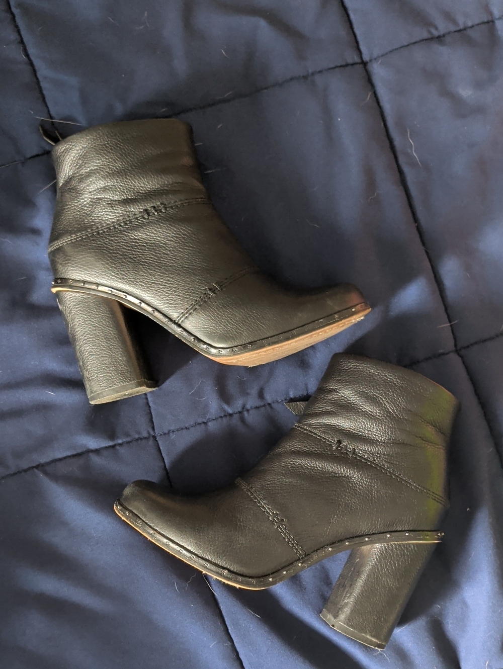 Splendid Black Leather High Heel Ankle Boots - Women's